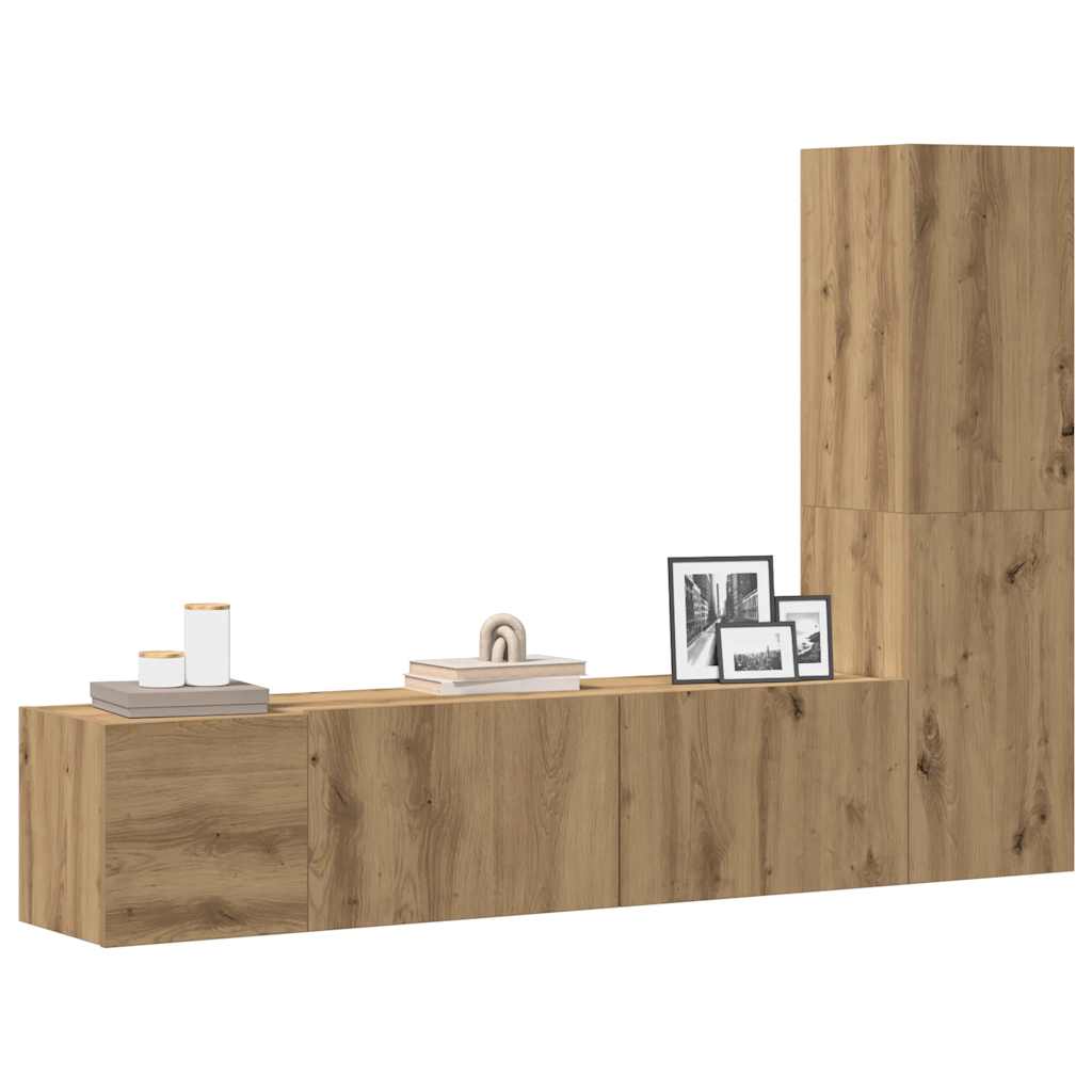 TV wall cabinets 3 pcs. Artisan oak wood material