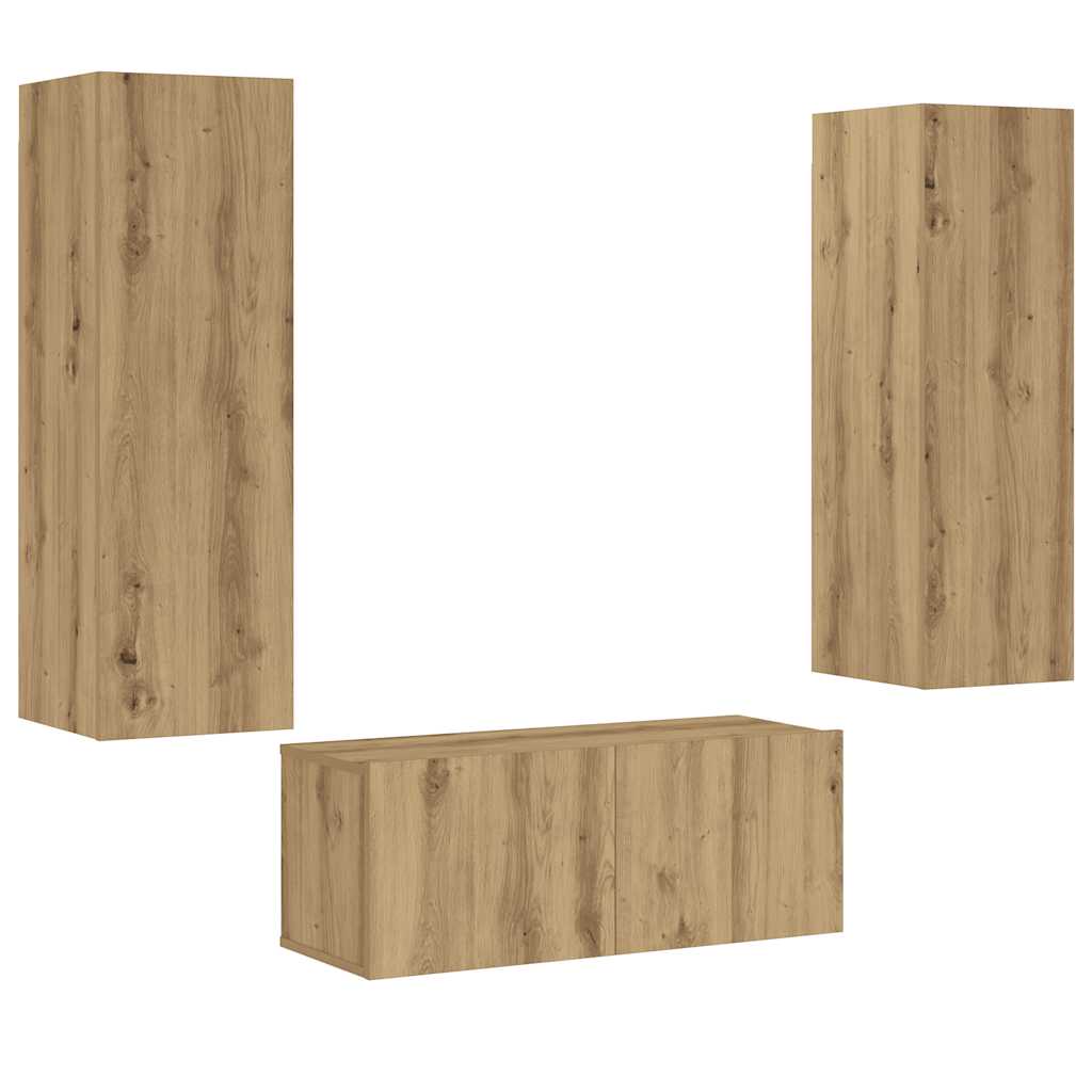 TV-Wandschränke 3 Stk. Artisan-Eiche Holzwerkstoff