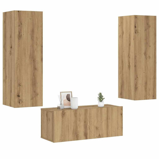 TV-Wandschränke 3 Stk. Artisan-Eiche Holzwerkstoff