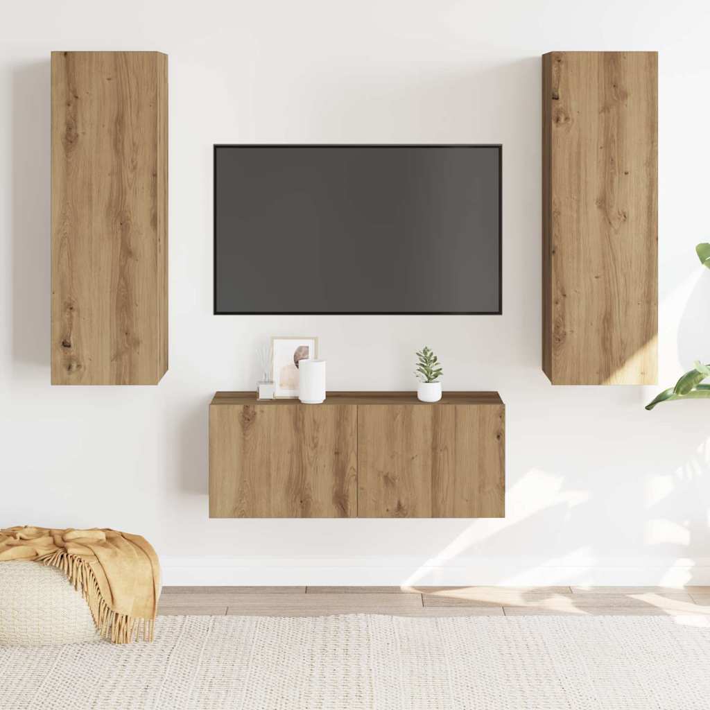 TV-Wandschränke 3 Stk. Artisan-Eiche Holzwerkstoff