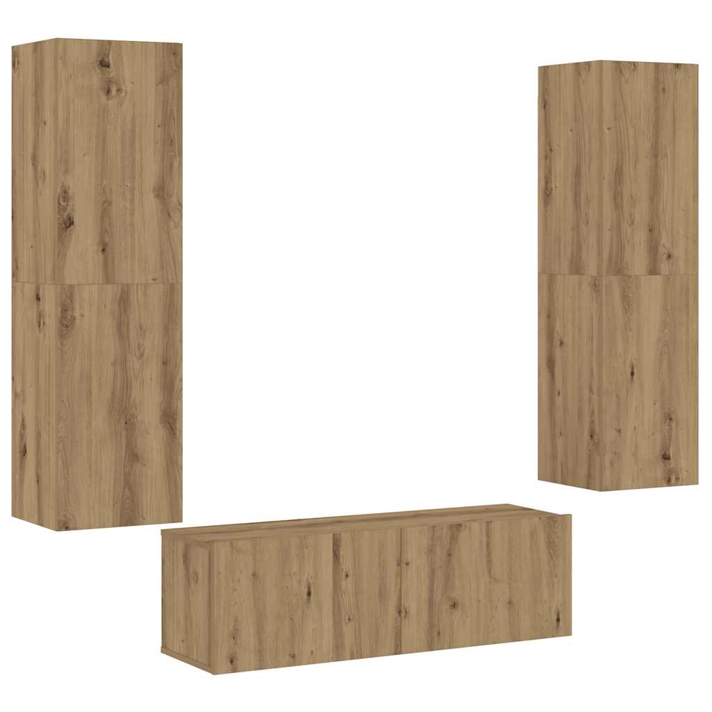 TV wall cabinets 3 pcs. Artisan oak wood material