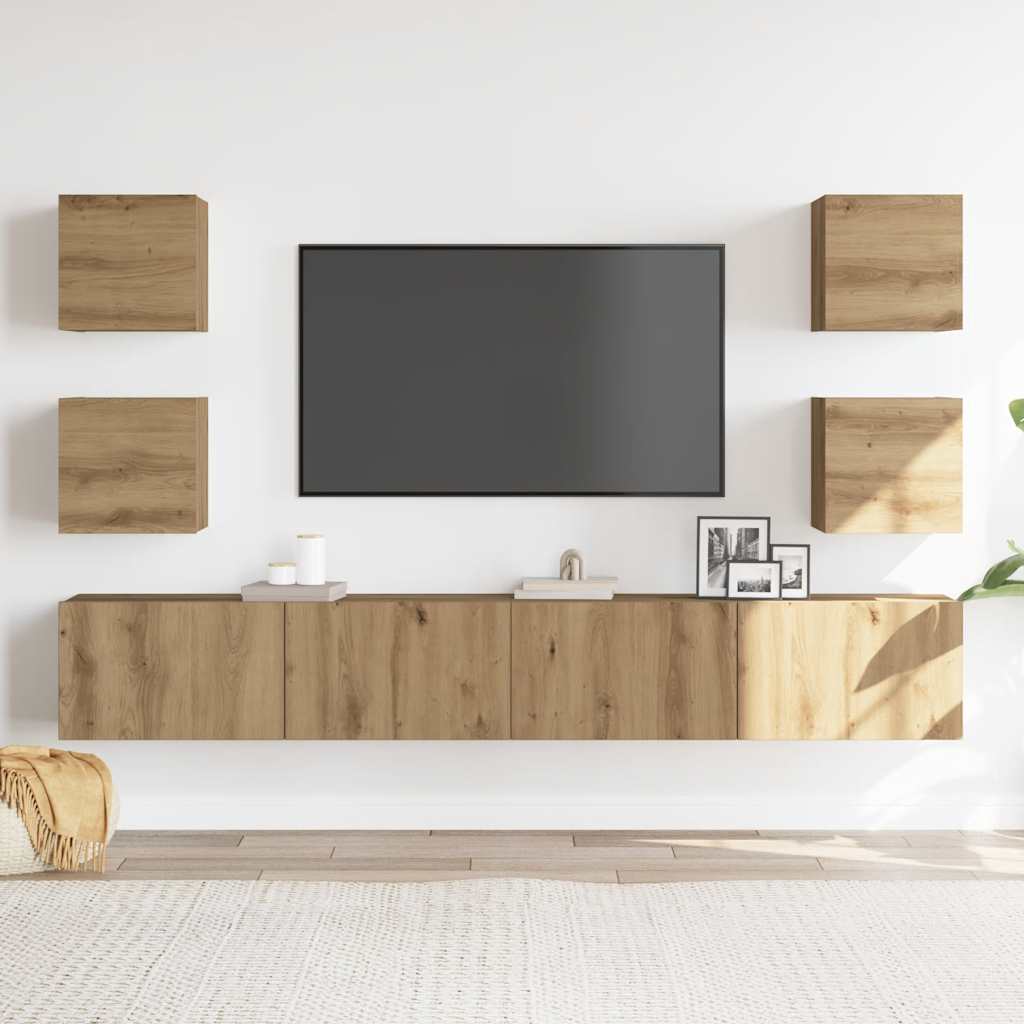 TV-Wandschränke 6 Stk. Artisan-Eiche Holzwerkstoff