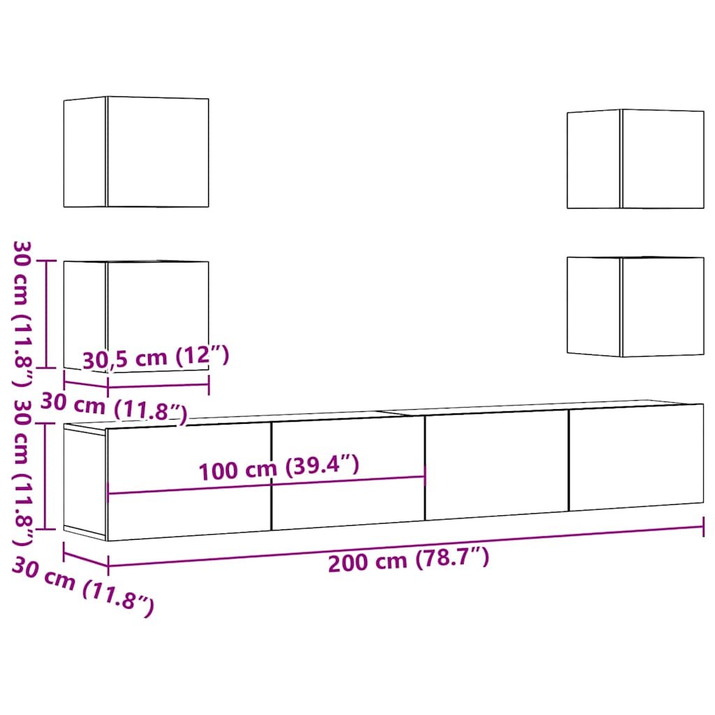 TV-Wandschränke 6 Stk. Artisan-Eiche Holzwerkstoff