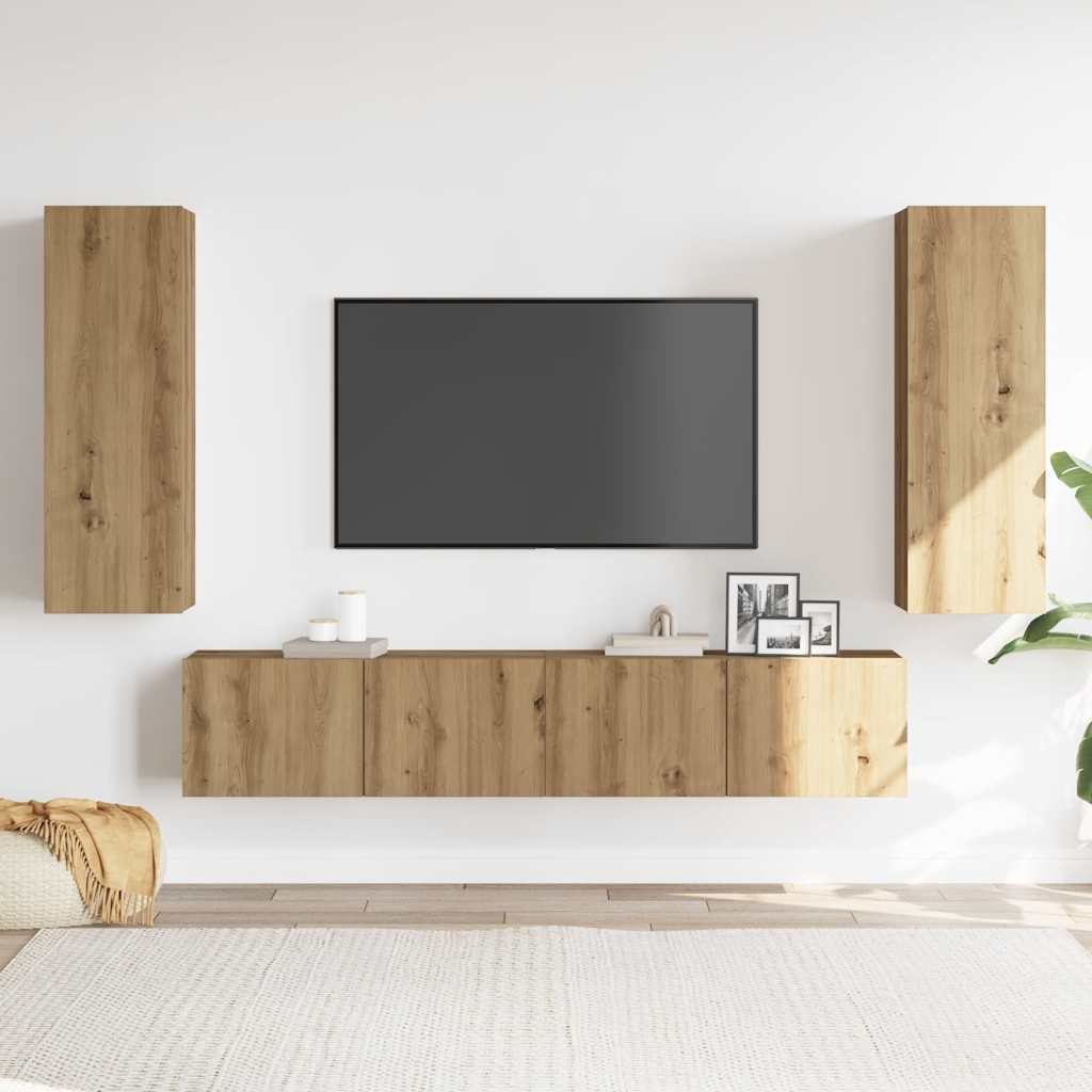 TV-Wandschränke 4 Stk. Artisan-Eiche Holzwerkstoff