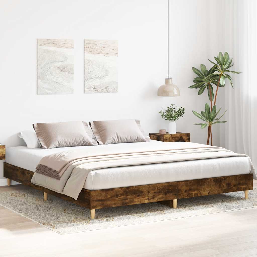 Bettgestell ohne Matratze Räuchereiche 180x200 cm Holzwerkstoff