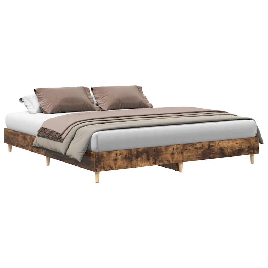 Bettgestell ohne Matratze Räuchereiche 160x200 cm Holzwerkstoff