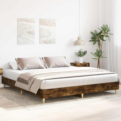 Bettgestell ohne Matratze Räuchereiche 160x200 cm Holzwerkstoff