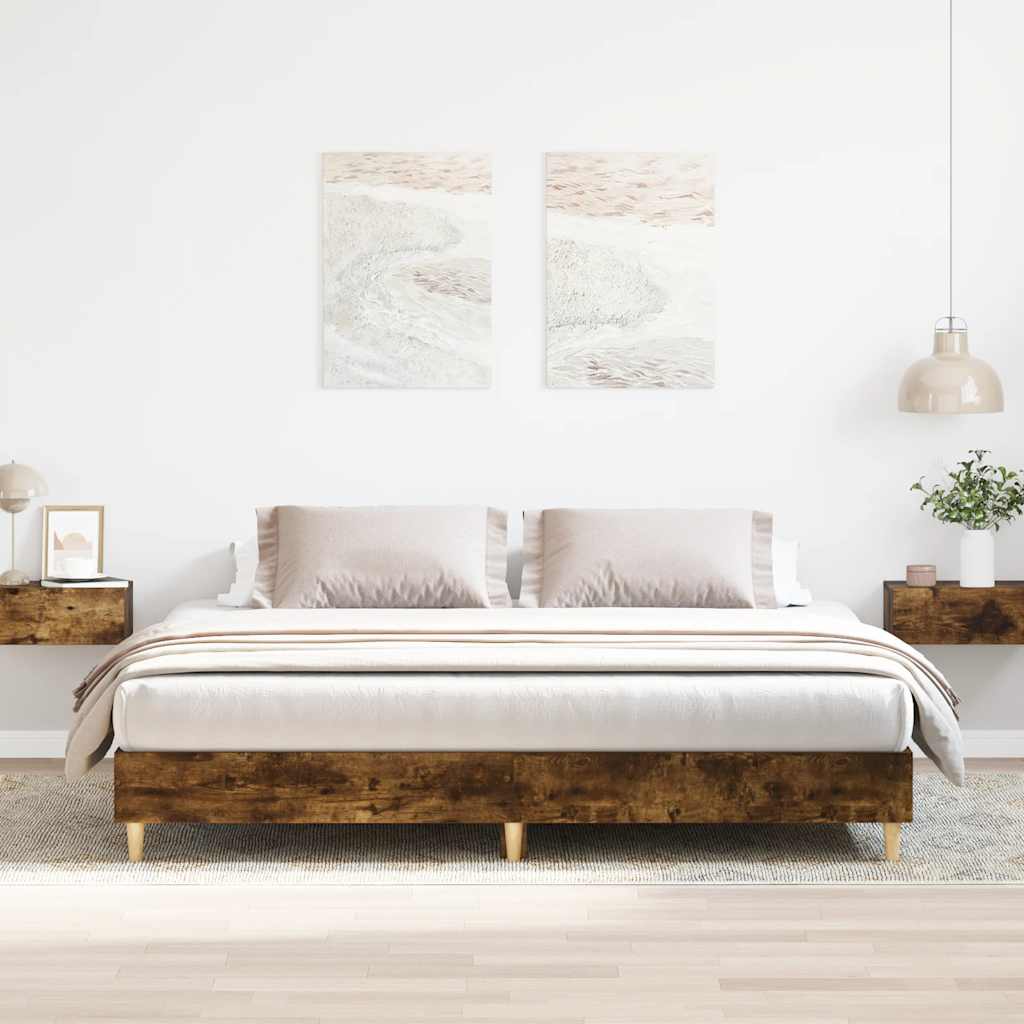 Bettgestell ohne Matratze Räuchereiche 160x200 cm Holzwerkstoff