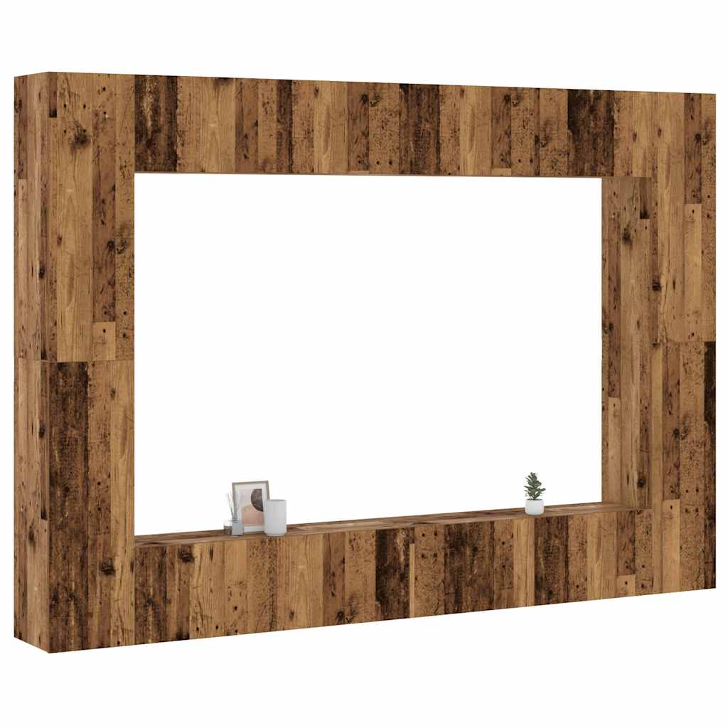 8-tlg. TV-Schrank-Set Wandmontage Altholz-Optik Holzwerkstoff