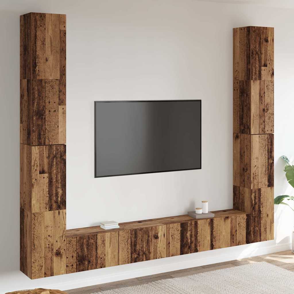 TV-Wandschränke 6 Stk. Altholz-Optik Holzwerkstoff