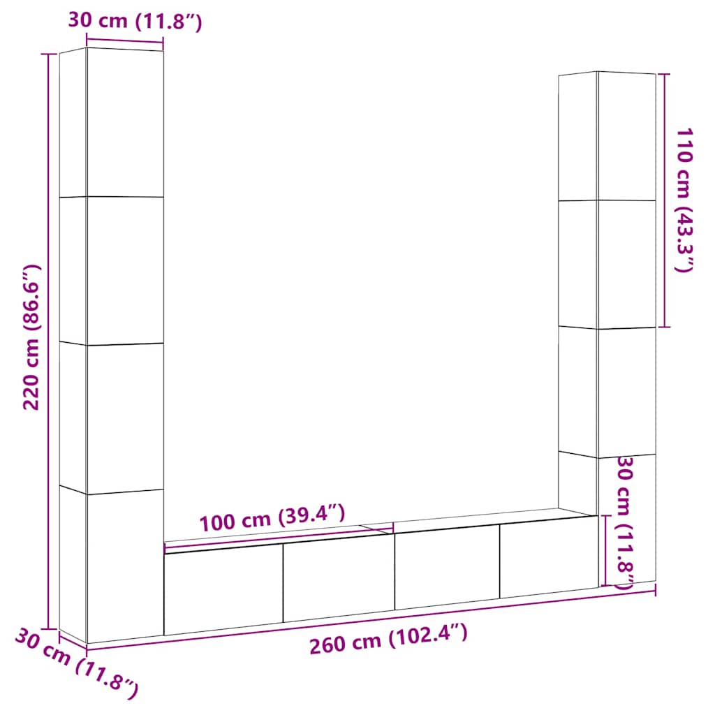 TV-Wandschränke 6 Stk. Artisan-Eiche Holzwerkstoff