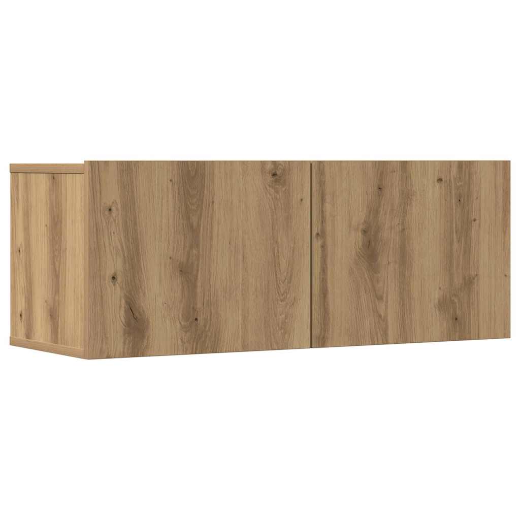 Ensemble de meubles TV 7 pièces, fixation murale, en bois de chêne artisanal