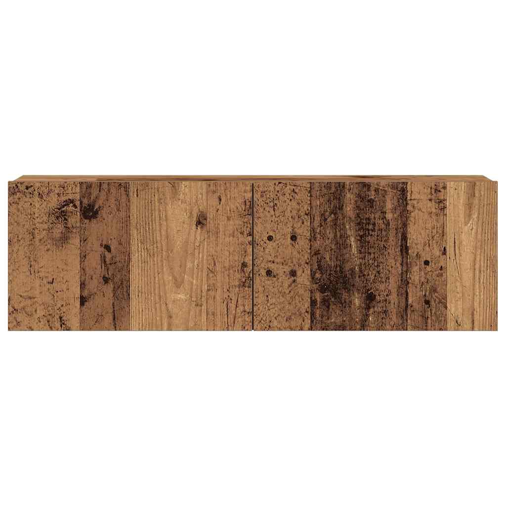 Ensemble de meubles TV 7 pièces, fixation murale, aspect bois récupéré, matériau à base de bois
