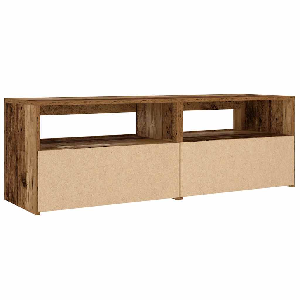 Tables de chevet 2 pièces avec LED aspect bois de récupération 60x35x40 cm