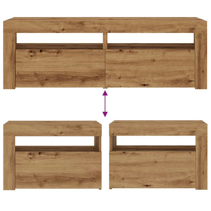 Nachttische 2 Stk. mit LEDs Artisan-Eiche 60x35x40 cm