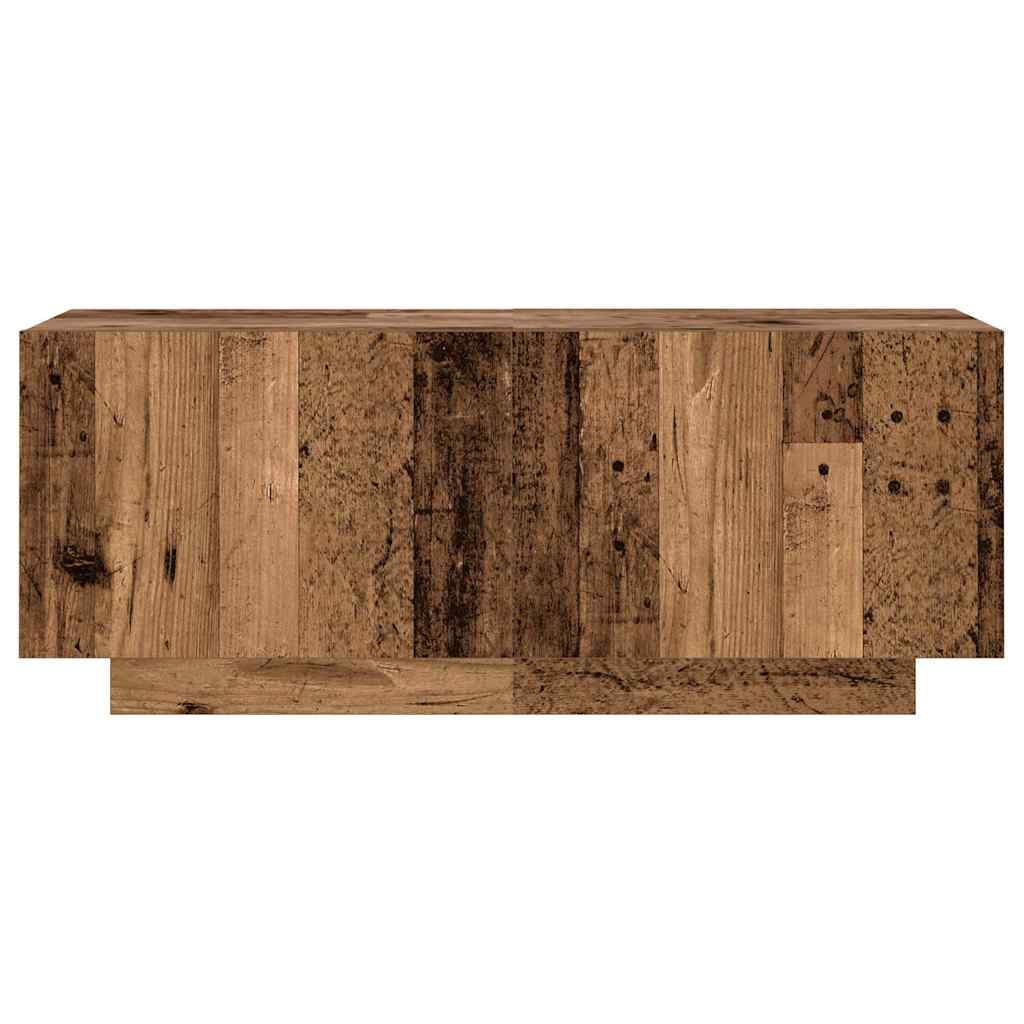 Meuble TV avec éclairage LED, aspect bois récupéré, 300x35x40 cm