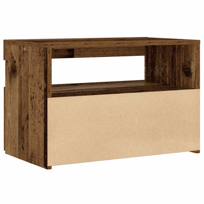 Nachttisch mit LED-Leuchten Altholz-Optik 60x35x40 cm