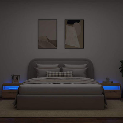 Nachttisch mit LED-Leuchten Artisan-Eiche 60x35x40 cm