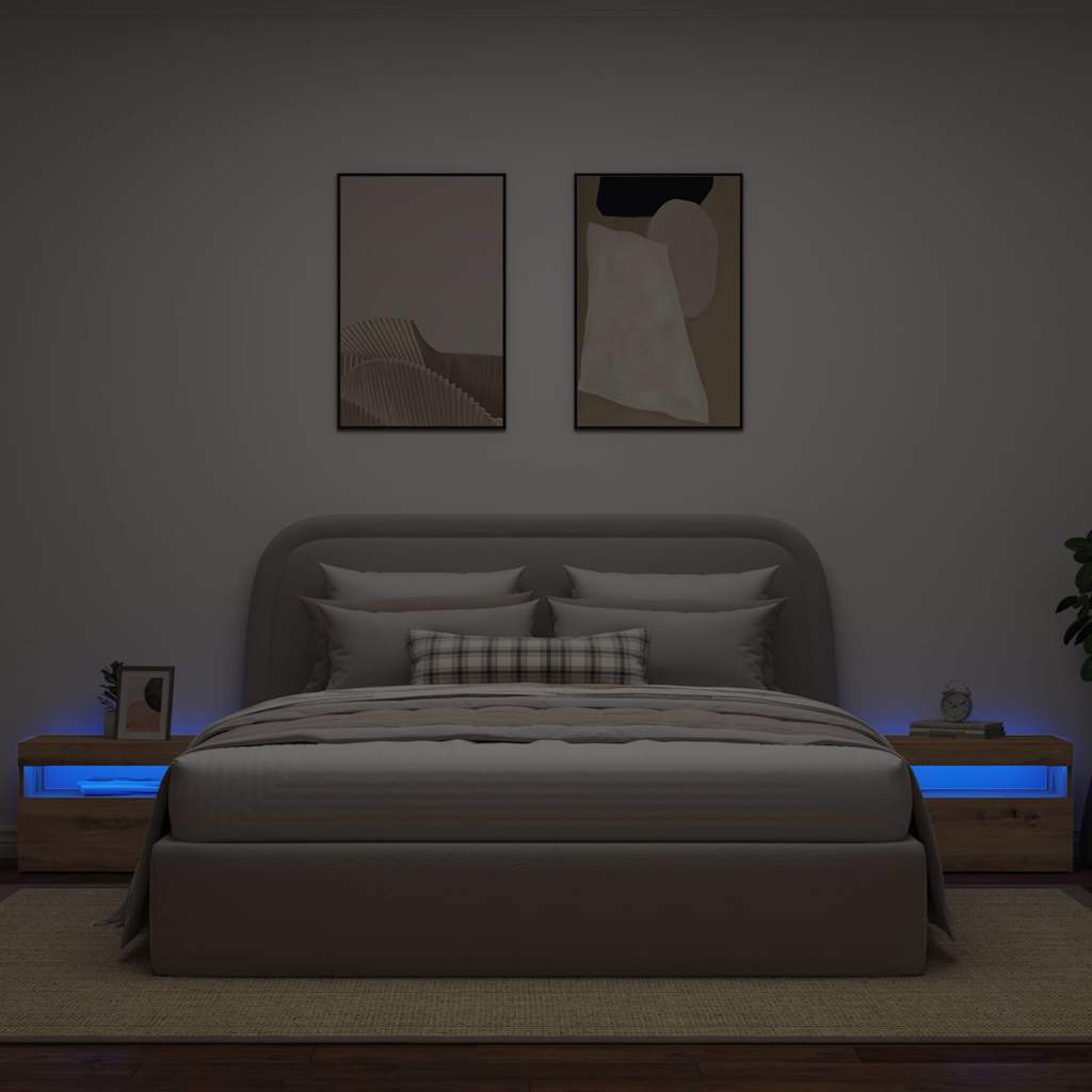 Nachttisch mit LED-Leuchten Artisan-Eiche 60x35x40 cm