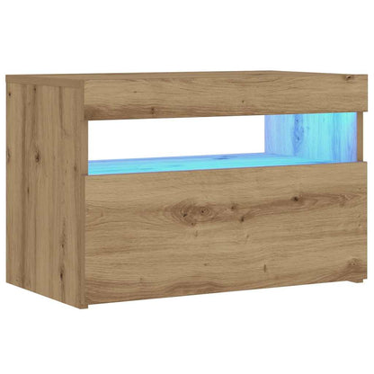 Nachttisch mit LED-Leuchten Artisan-Eiche 60x35x40 cm