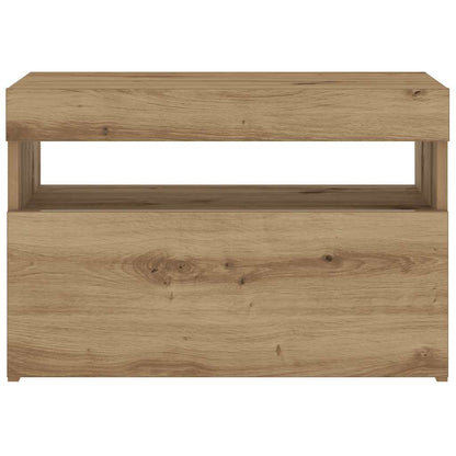 Nachttisch mit LED-Leuchten Artisan-Eiche 60x35x40 cm