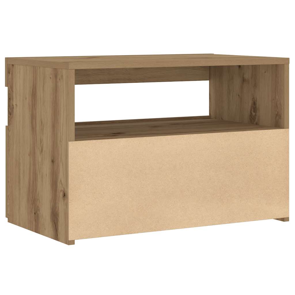 Nachttisch mit LED-Leuchten Artisan-Eiche 60x35x40 cm