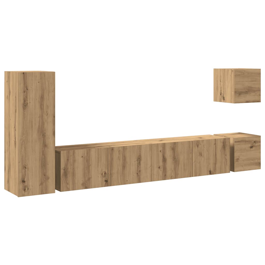 5-tlg. TV-Schrank-Set Wandmontage Artisan-Eiche Holzwerkstoff