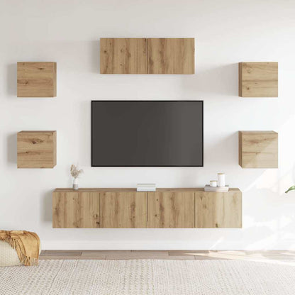 7-teiliges TV-Schrank-Set Wandmontage Artisan Eiche