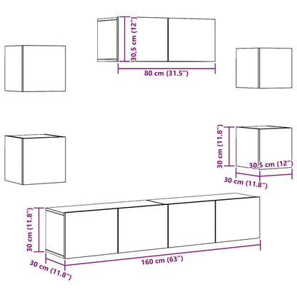 7-teiliges TV-Schrank-Set Wandmontage Artisan Eiche