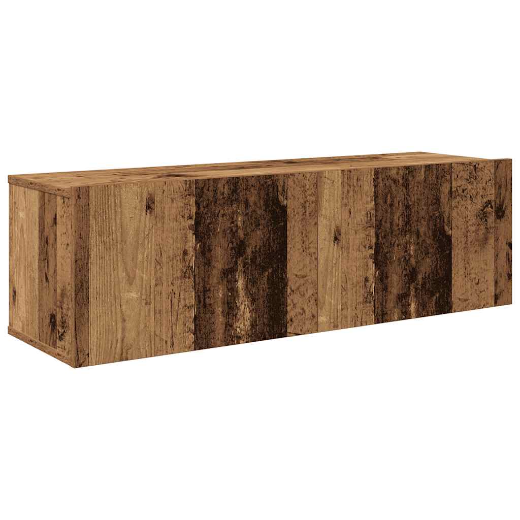 4-tlg. TV-Schrank-Set Wandmontage Altholz-Optik Holzwerkstoff