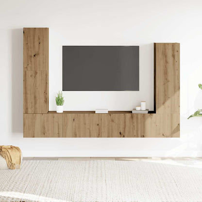 4-tlg. TV-Schrank-Set Wandmontage Artisan-Eiche Holzwerkstoff