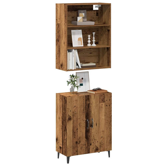 Sideboard mit Wandschrank Altholz-Optik Holzwerkstoff