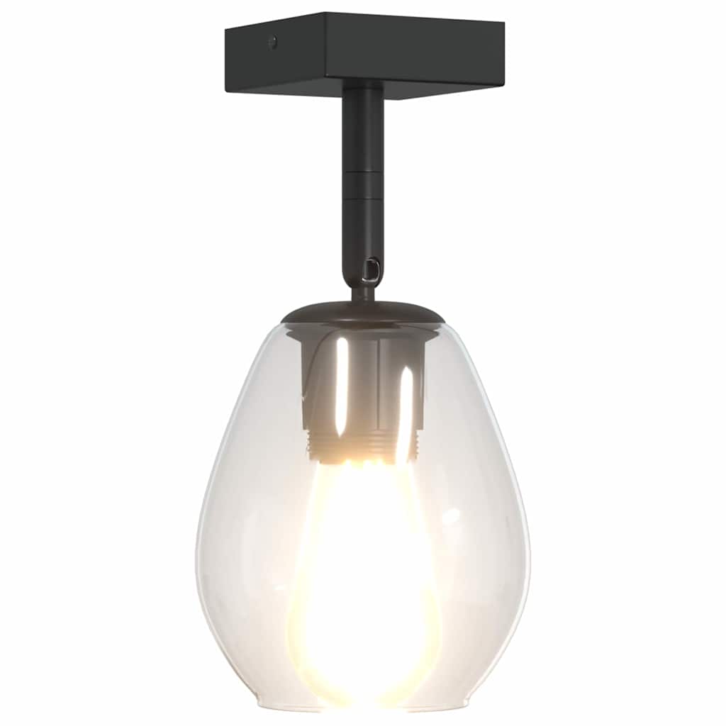 Deckenstrahler Schwarz 13 x 13 x 26 cm Glas und Metall