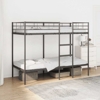 Etagenbett ohne Matratze Schwarz 90x190 cm Stahl