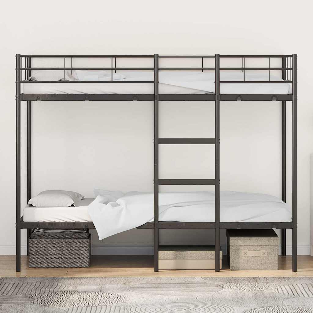 Etagenbett ohne Matratze Schwarz 100x190 cm Stahl