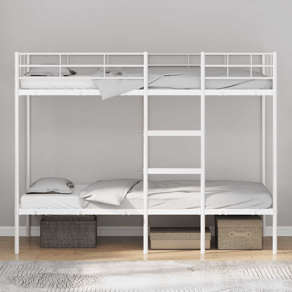 Etagenbett ohne Matratze Weiß 90x190 cm Stahl