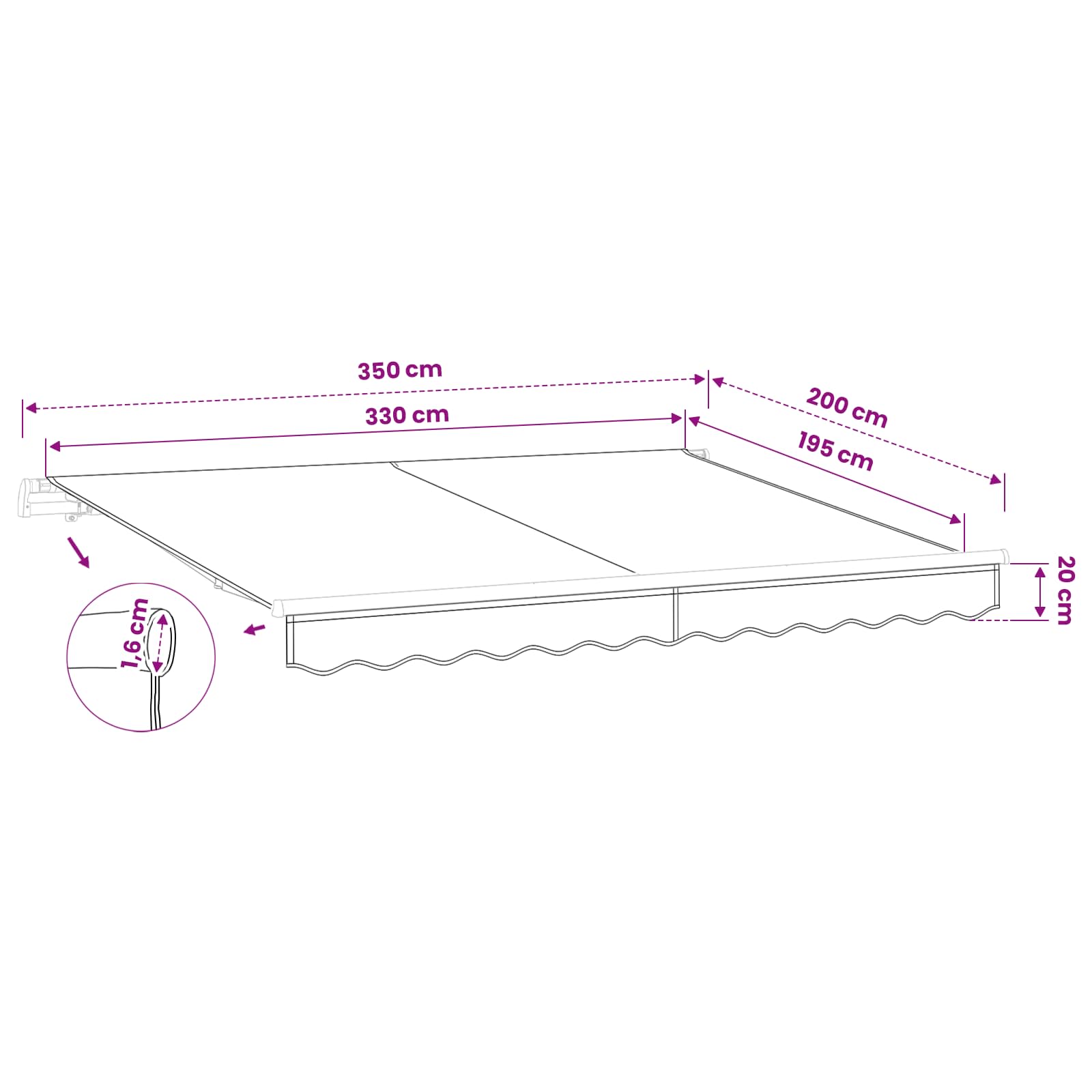 Ersatzbespannung für Markise 3,5x2 m Anthrazit Polyester