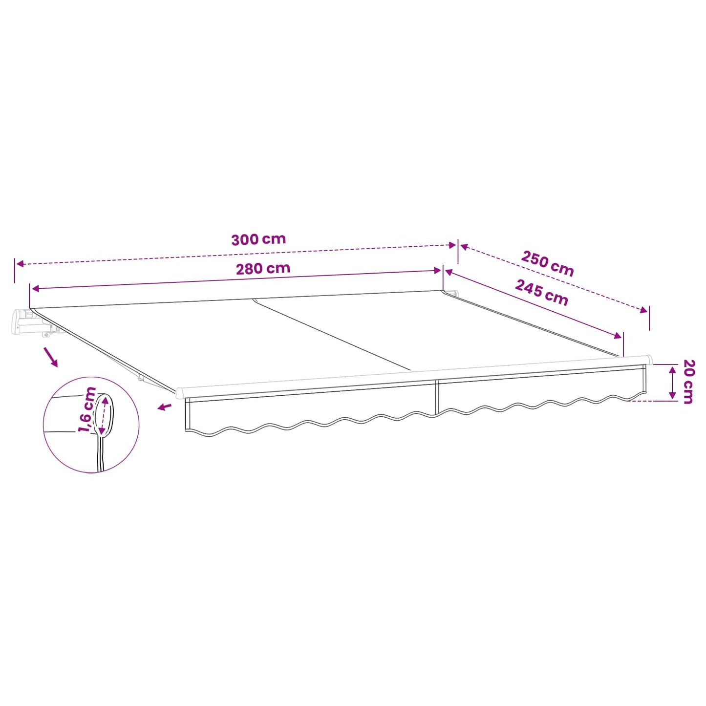 Ersatzbespannung für Markise 3 x 2,5 m Hellgrau Polyester