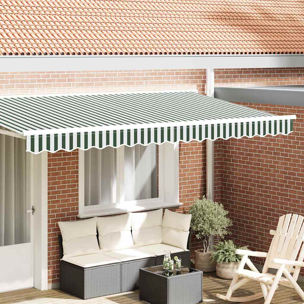 Markisenschürzen-Ersatz Grün und Weiß 380 x 20 cm Polyester