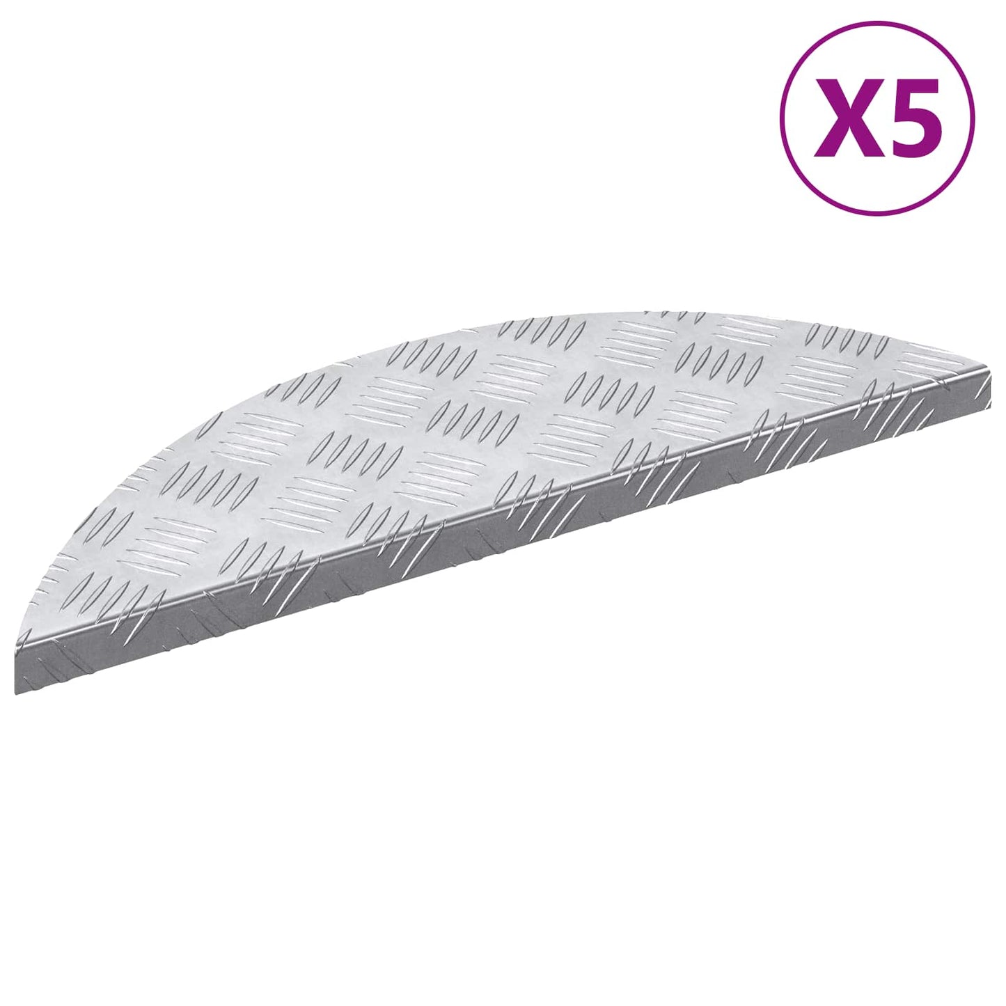 Treppe Tritt 5 stk. 60 x 18 x 2,5 cm Silber Aluminium Halbmond