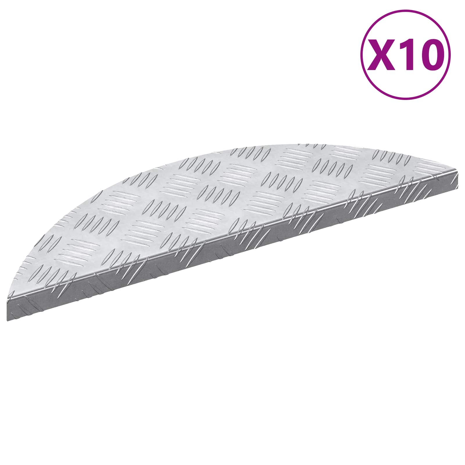 Stufenmatten 10 stk. 60 x 18 x 2,5 cm Silber Aluminium Halbmond