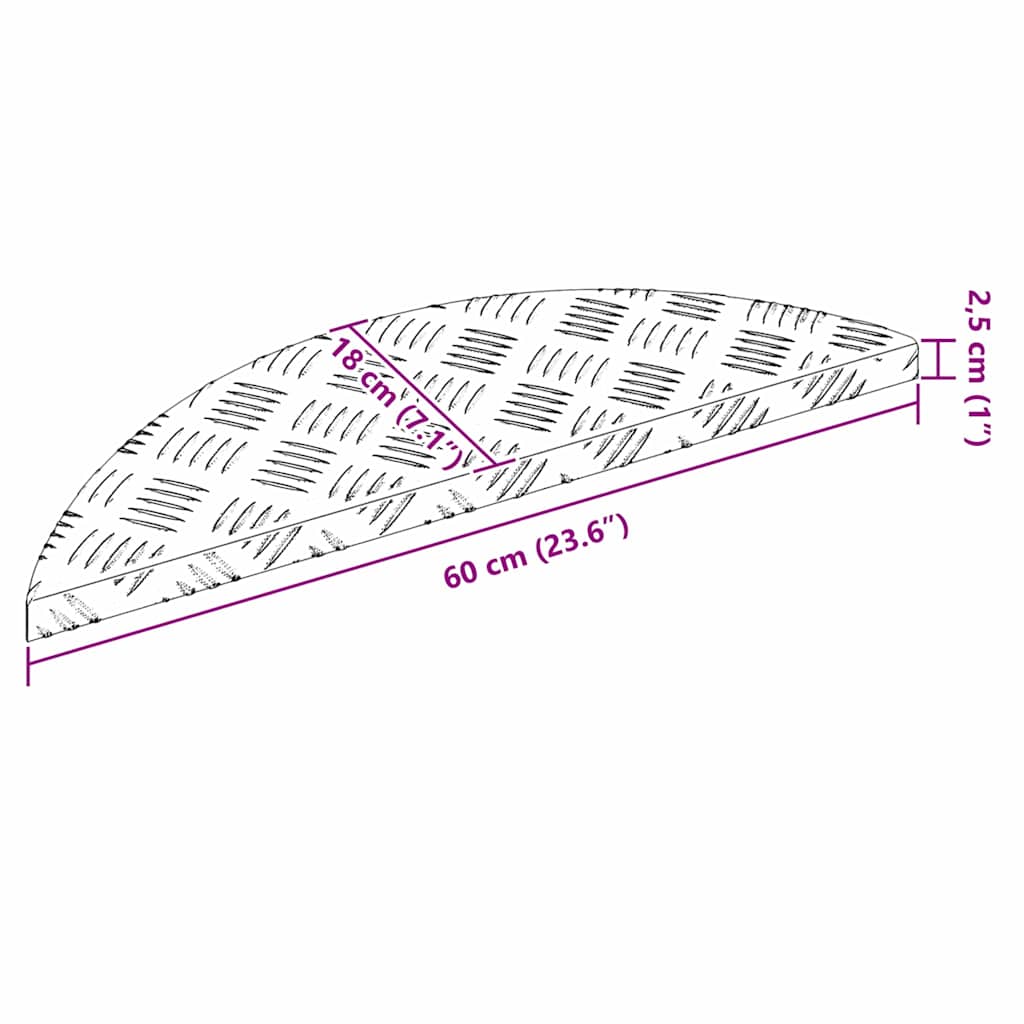 Treppe Tritt 15 stk. 60 x 18 x 2,5 cm Silber Aluminium Halbmond