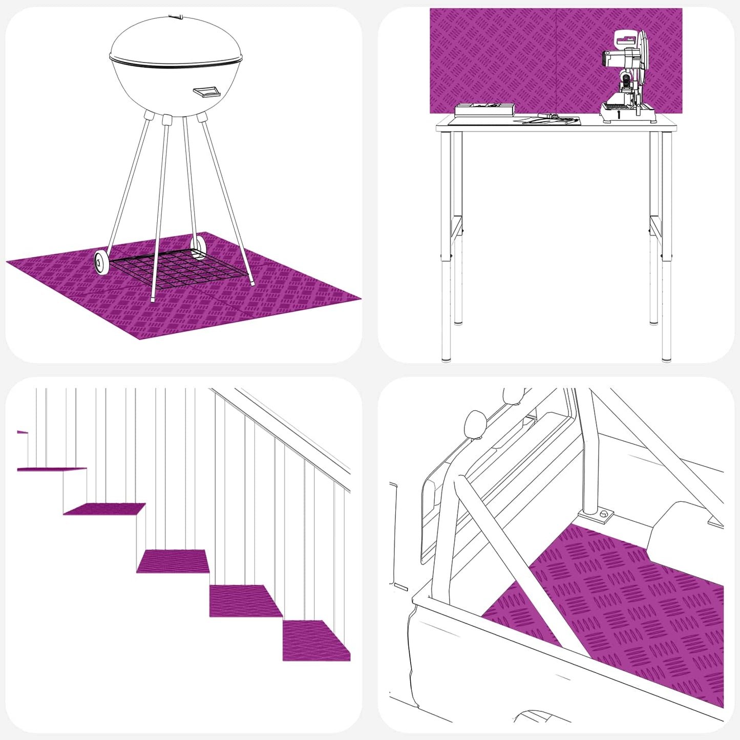 Treppe Tritt 2 stk. 60 x 50 cm Silber Aluminium Rechtwinklig