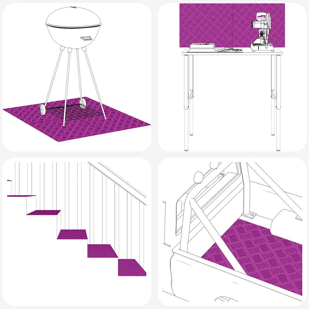 Treppe Tritt 2 stk. 60 x 50 cm Silber Aluminium Rechtwinklig