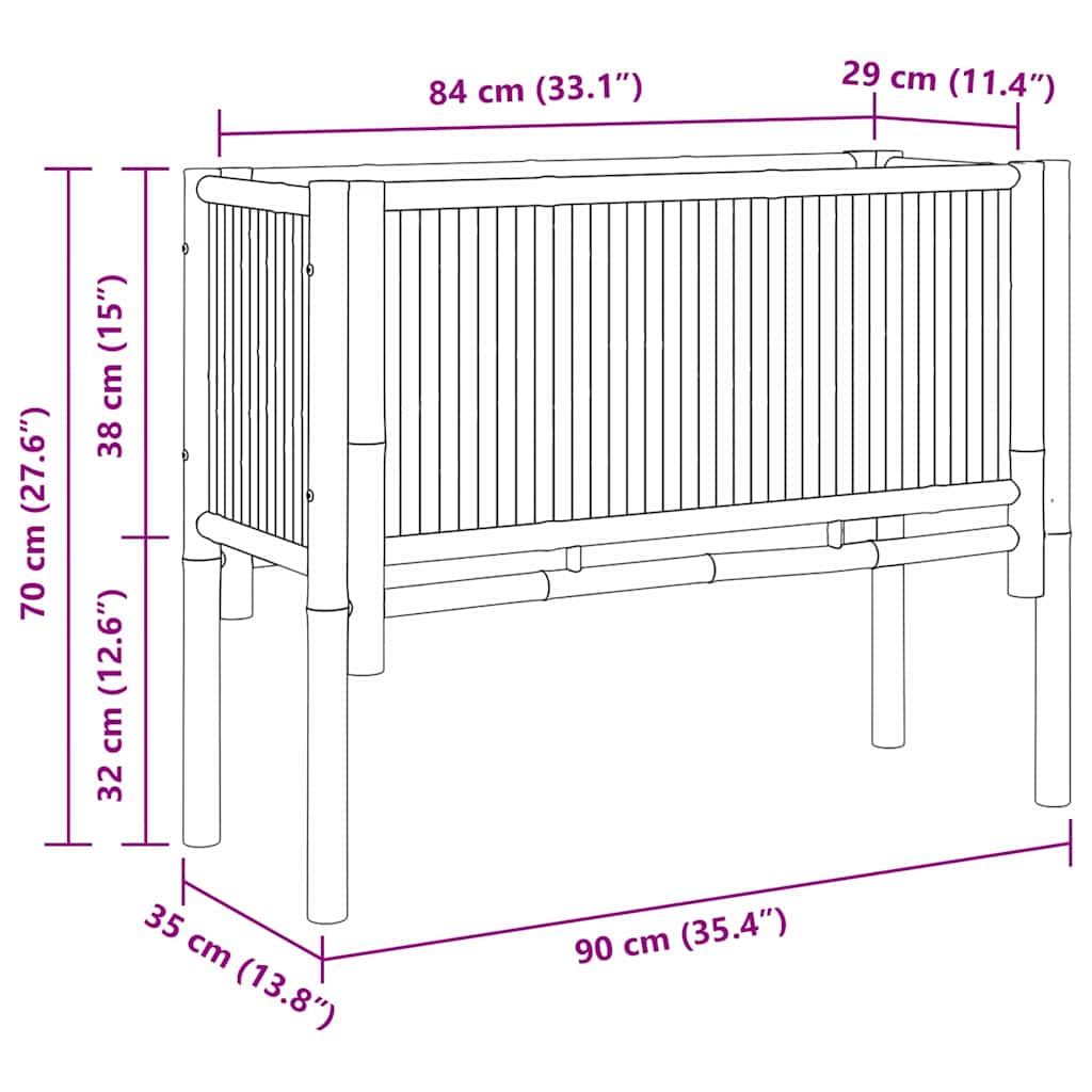 Hochbeet Braun 90 x 35 x 70 cm Bambus