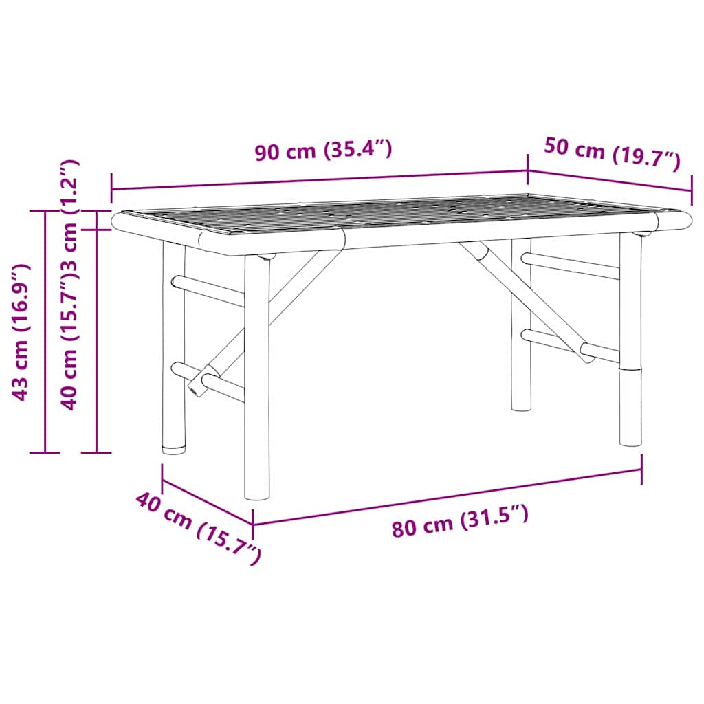 Couchtisch Braun 90 x 50 x 43 cm Bambus