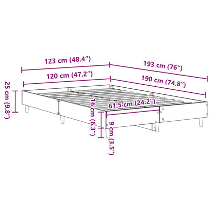 Bettrahmen Beton Grau 193 x 123 x 25 cm Holzwerkstoff