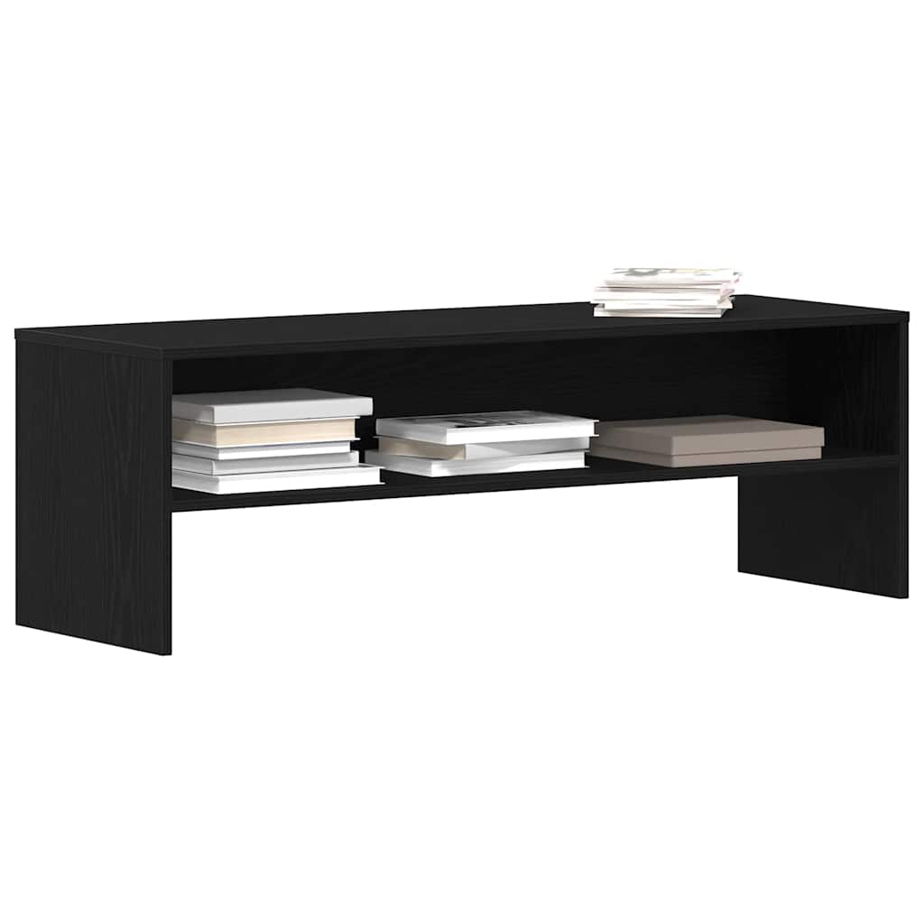 Meuble TV aspect chêne noir 120x40x40 cm matériau à base de bois