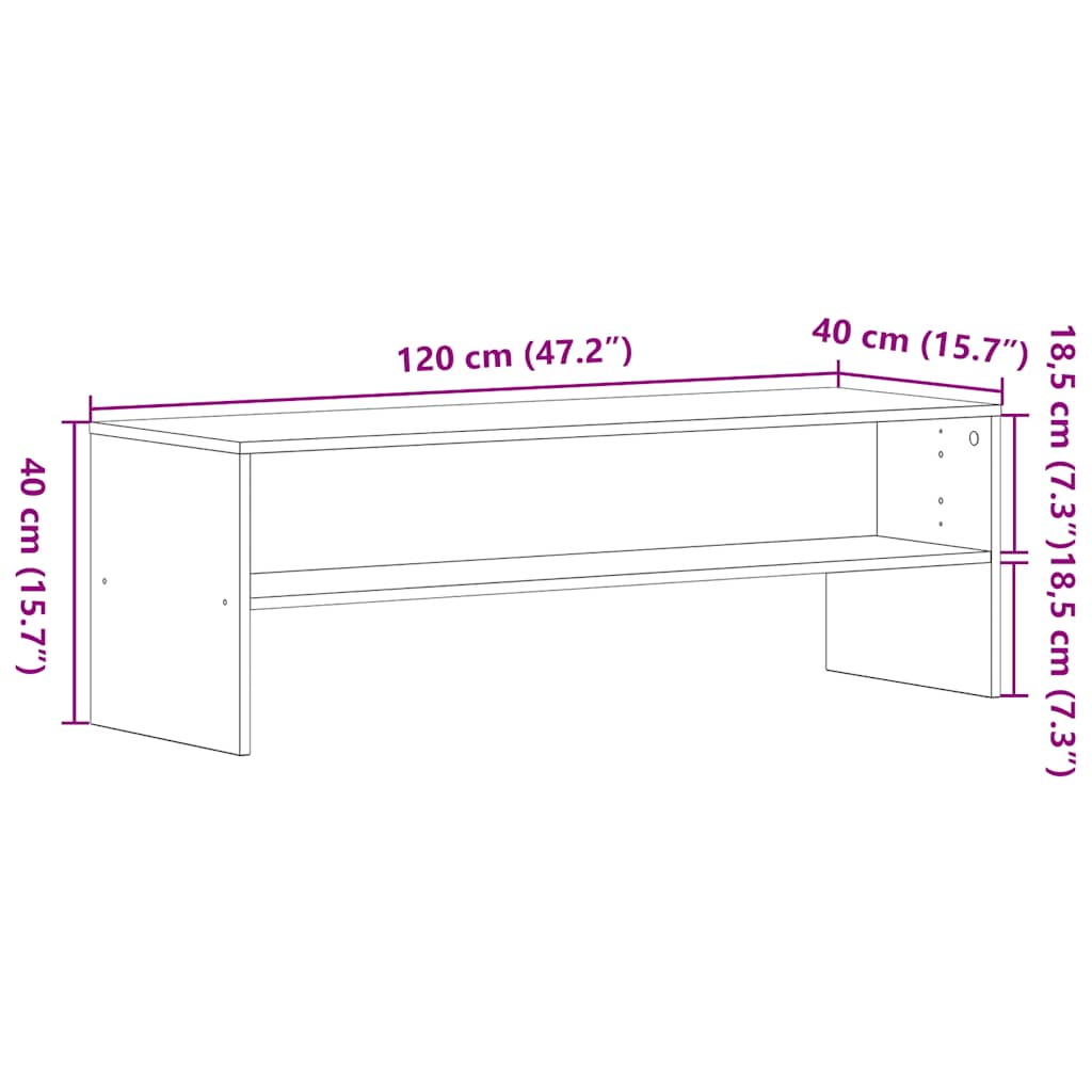 Meuble TV aspect chêne noir 120x40x40 cm matériau à base de bois