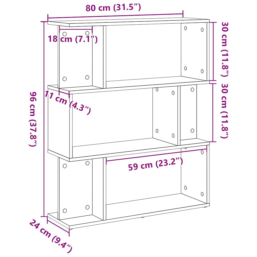 Bibliothèque aspect chêne noir 80 x 24 x 96 cm Matériau bois